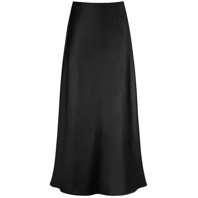 Elysia Satin Skirt Street Wave Elegant Draped Shine For Women Luxe Evening Wear