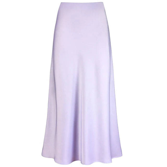 Elysia Satin Skirt Street Wave Elegant Draped Shine For Women Luxe Evening Wear