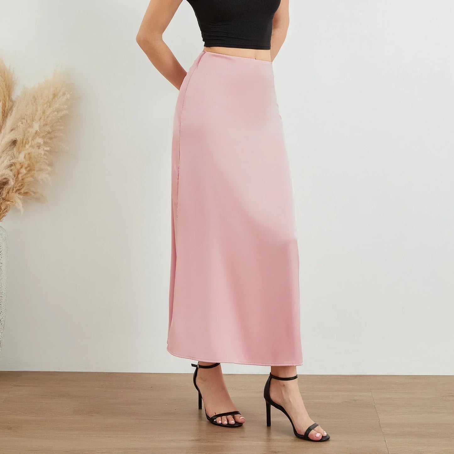 Elysia Satin Skirt Street Wave Elegant Draped Shine For Women Luxe Evening Wear