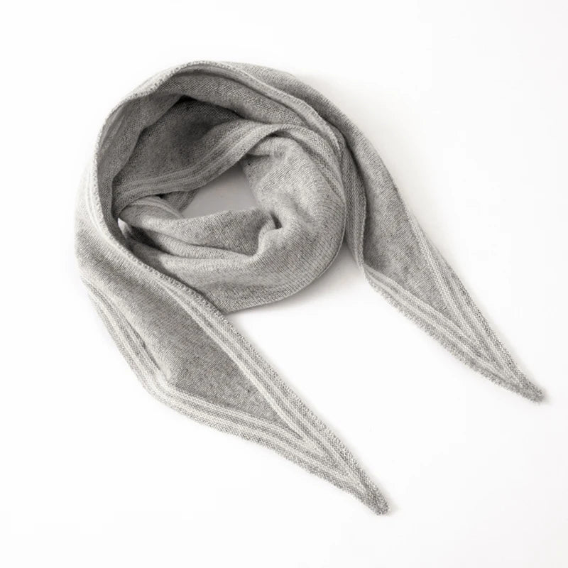 Women’s Cashmere Scarf with Contrast Stripe Trim