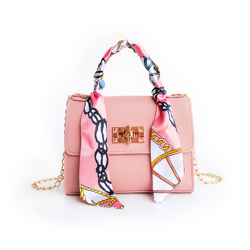 Street-Wave Women's Small Flap Bag - Gold Clasp and Scarf Handle For Chic Daily and Evening Looks