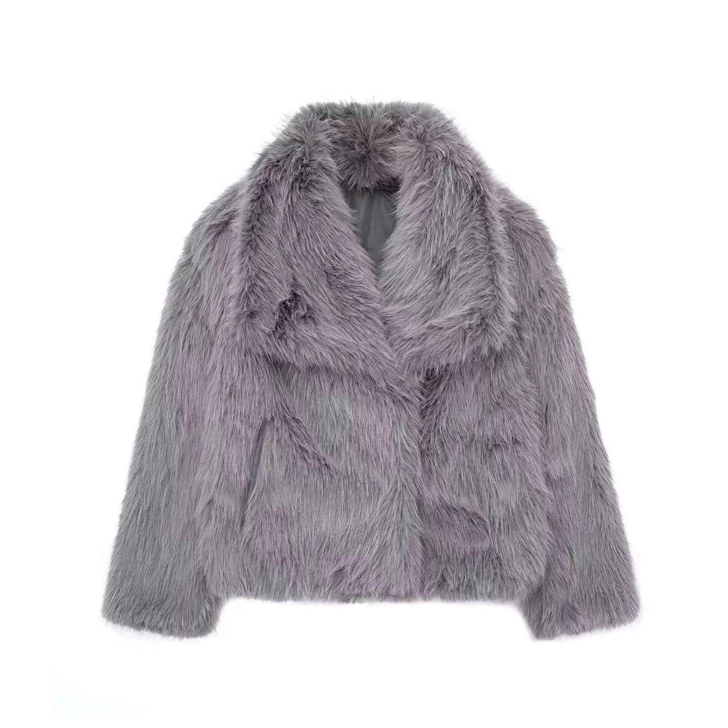 Street-wave Faux Fur Oversized Jacket With Plush Collar For Women Luxurious Cozy Winter Coat