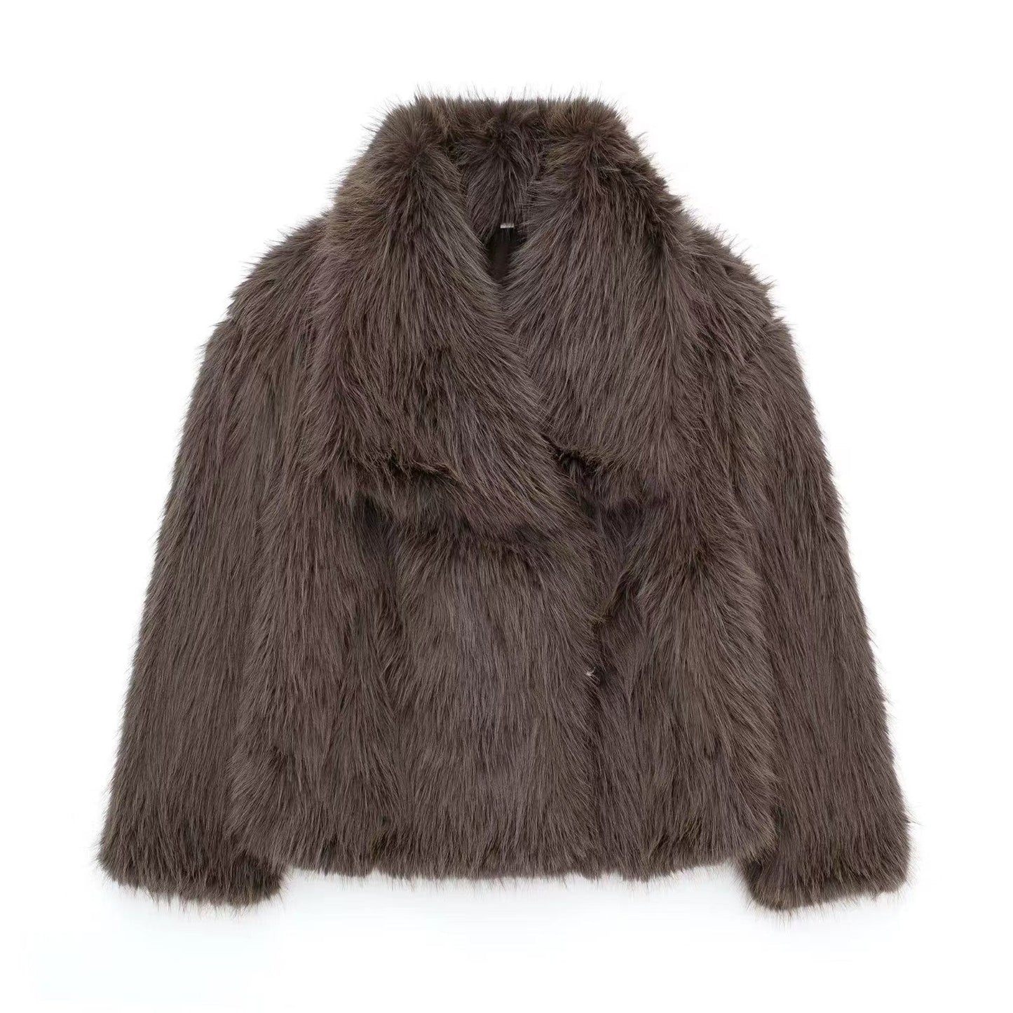 Street-wave Faux Fur Oversized Jacket With Plush Collar For Women Luxurious Cozy Winter Coat