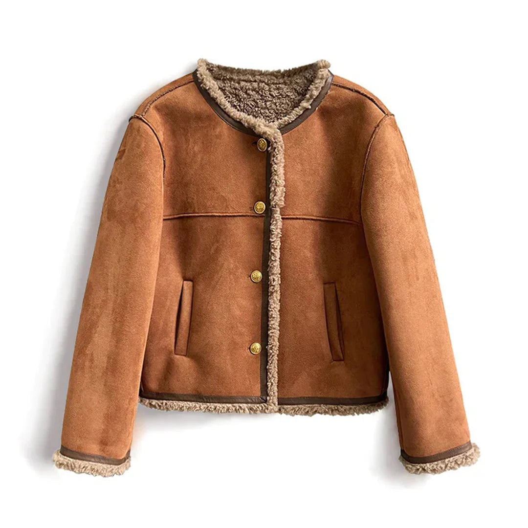 Streetwave Faux Leather Jacket With Shearling Lined Cozy Warmth For Women Everyday Style