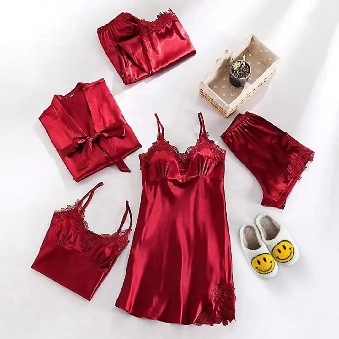 Waylynn Satin Pajama Set for Women With Luxurious Lace Trim