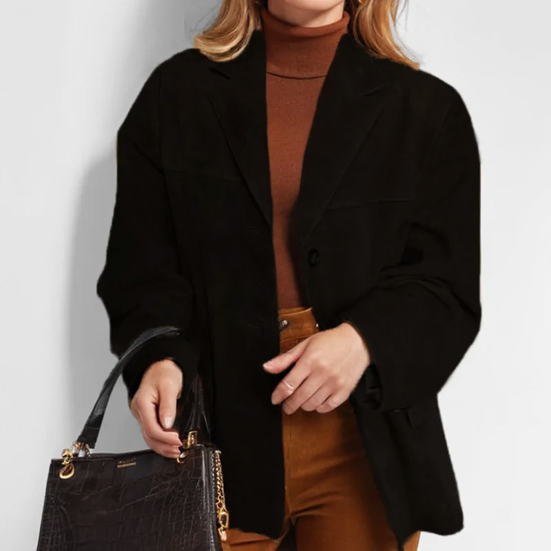 Mia Women's Button-Down Blazer by Street-Wave Versatile