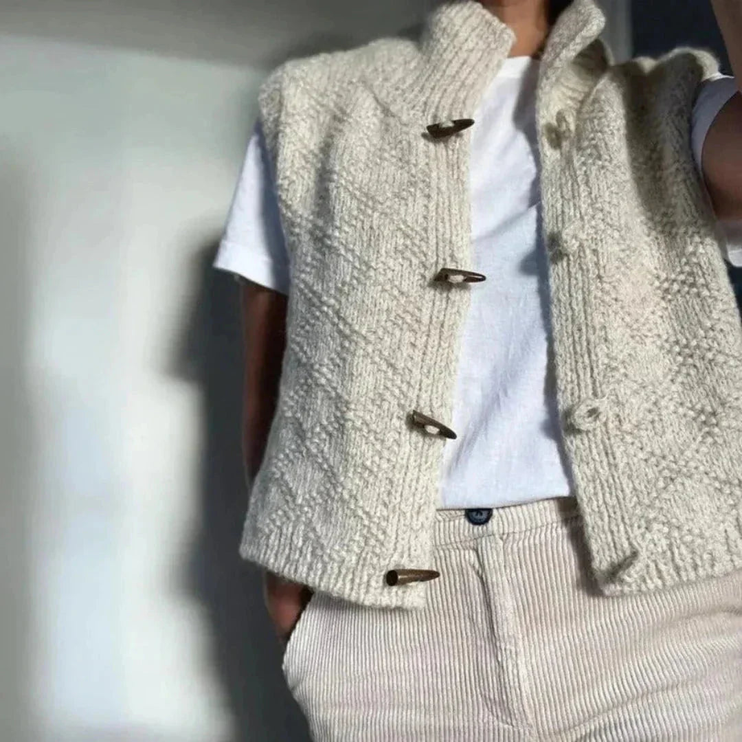 Waylynn Womens Wool Vest With Toggle Buttons Cozy Layering