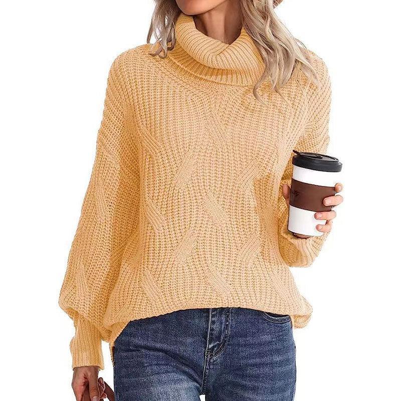 Street Wave Women Cable Knit Rollneck Sweater Cozy Oversized Winter Pullover For Everyday Warmth
