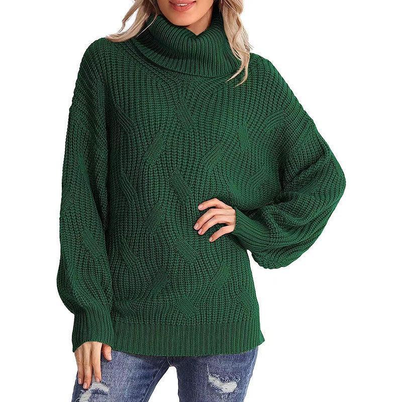 Street Wave Women Cable Knit Rollneck Sweater Cozy Oversized Winter Pullover For Everyday Warmth