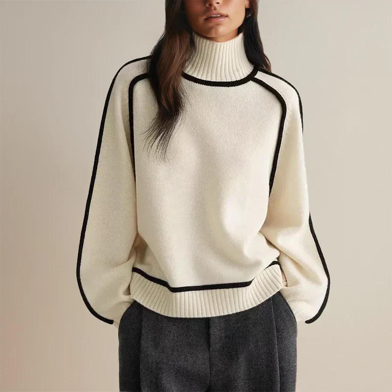 Street-wave Women's Cozy Turtleneck Sweater Soft Knit Modern Fit For Women Chic Comfort