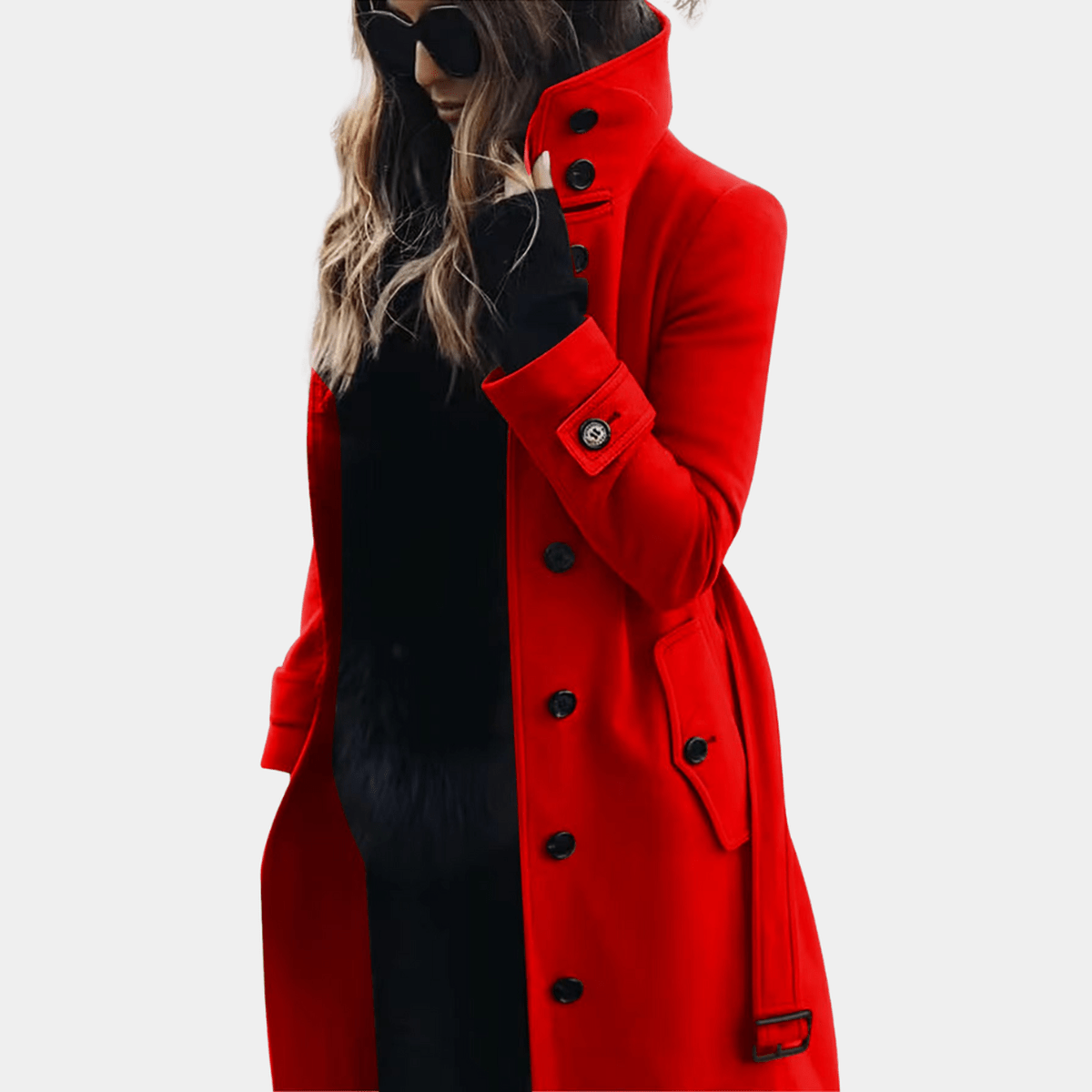 Street Wave Trench Coat Warm Lined Long Length With Belt And Storm Flap For Cold Weather