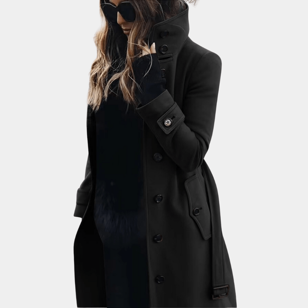 Street Wave Trench Coat Warm Lined Long Length With Belt And Storm Flap For Cold Weather