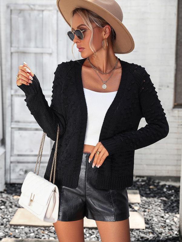 Street-wave Three-Dimensional Knit Cardigan For Women Open Front Cozy Autumn Essential Outerwear