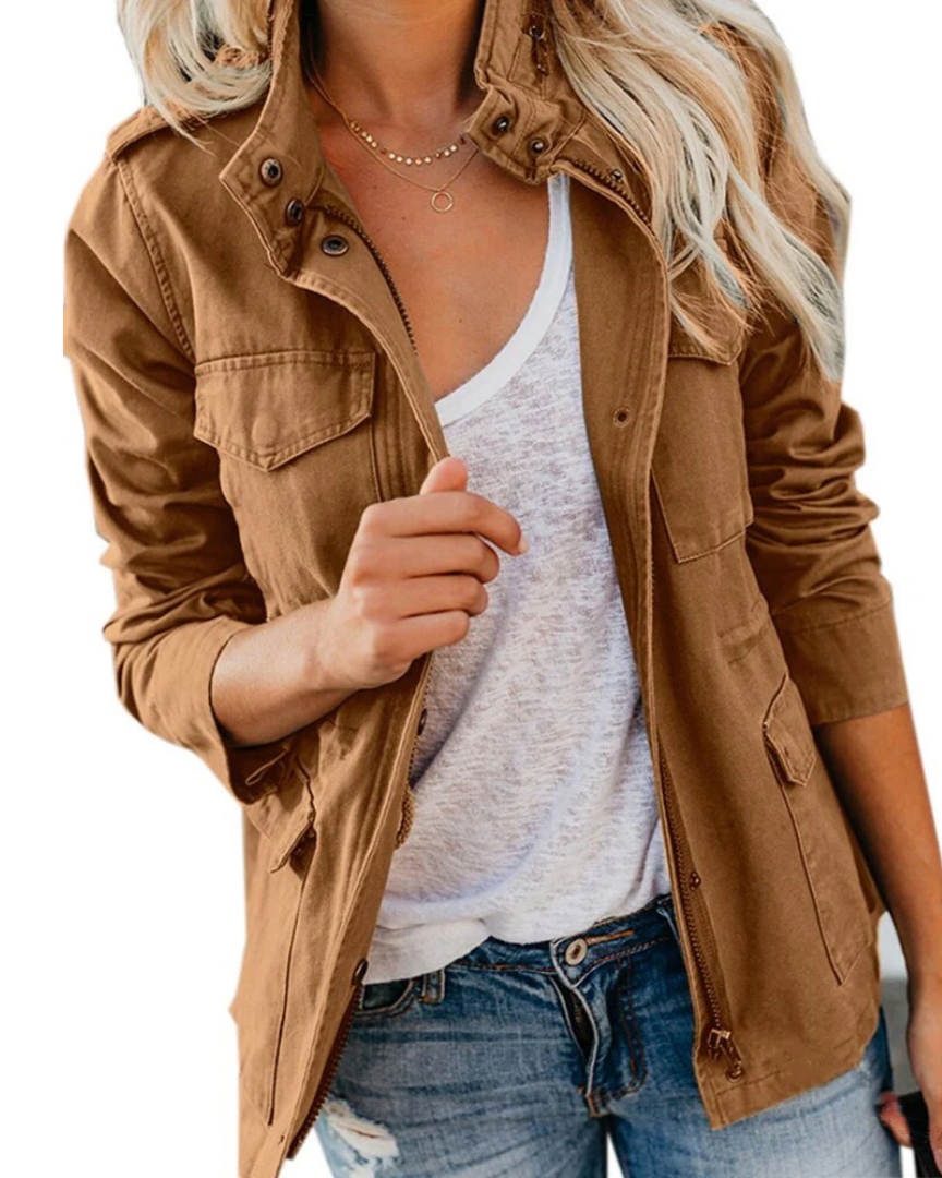 Street-wave Women's Utility Jacket Relaxed Hip Length for Everyday Comfort and All Weather Style