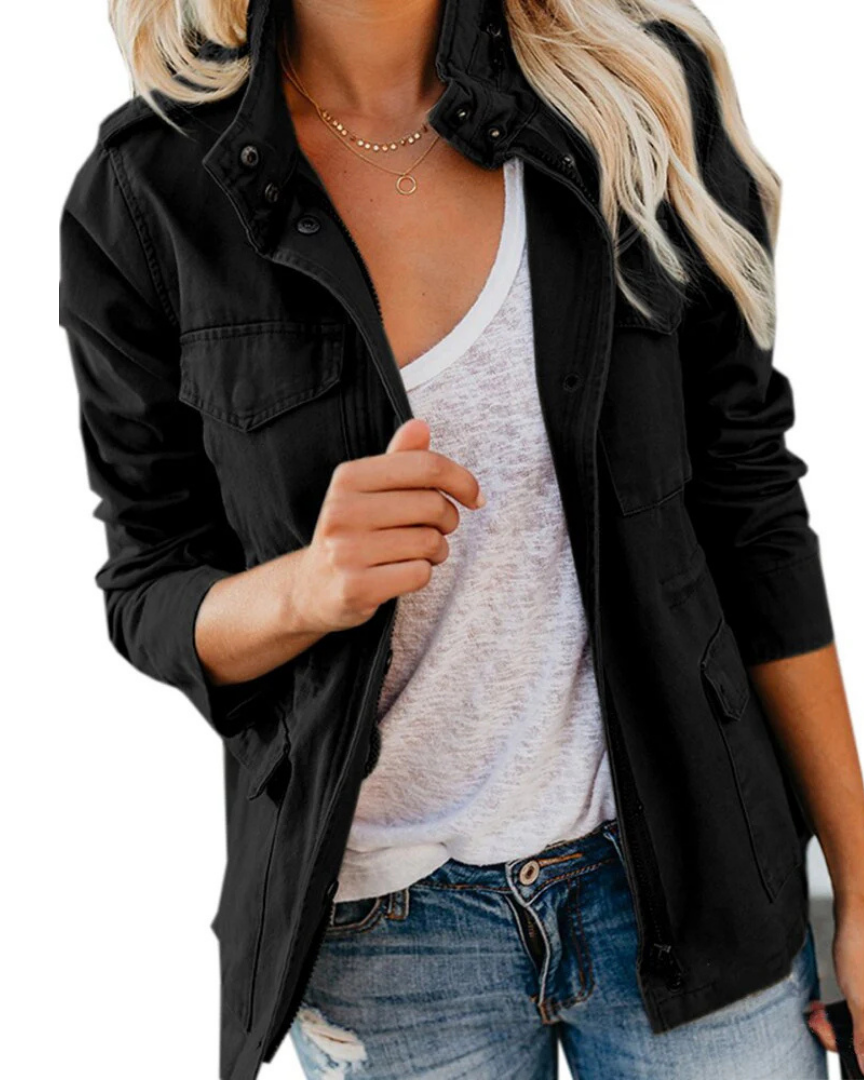 Street-wave Women's Utility Jacket Relaxed Hip Length for Everyday Comfort and All Weather Style