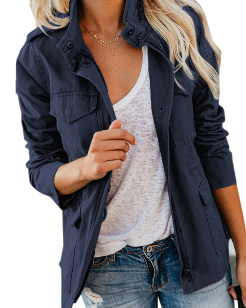 Street-wave Women's Utility Jacket Relaxed Hip Length for Everyday Comfort and All Weather Style
