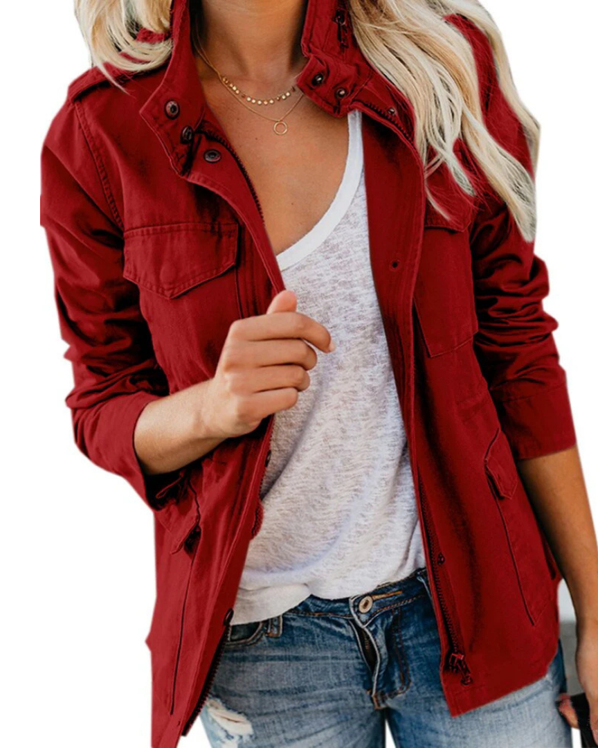 Street-wave Women's Utility Jacket Relaxed Hip Length for Everyday Comfort and All Weather Style
