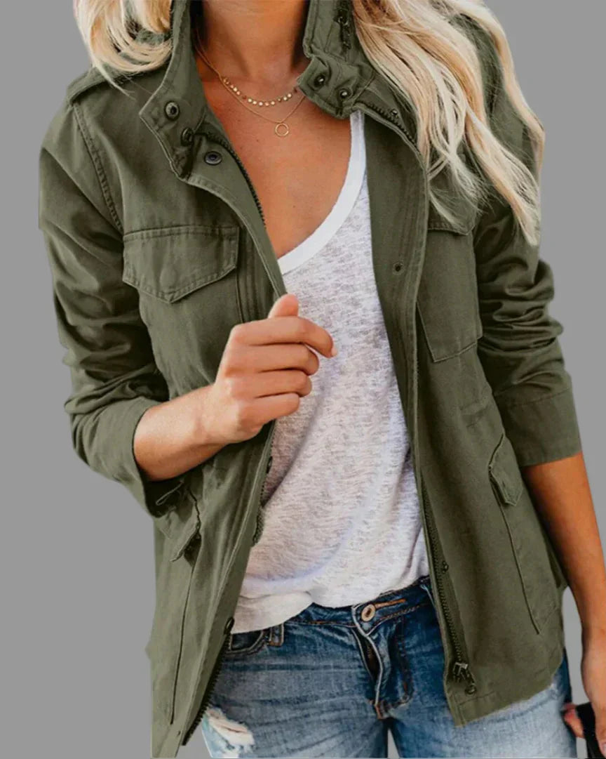 Street-wave Women's Utility Jacket Relaxed Hip Length for Everyday Comfort and All Weather Style