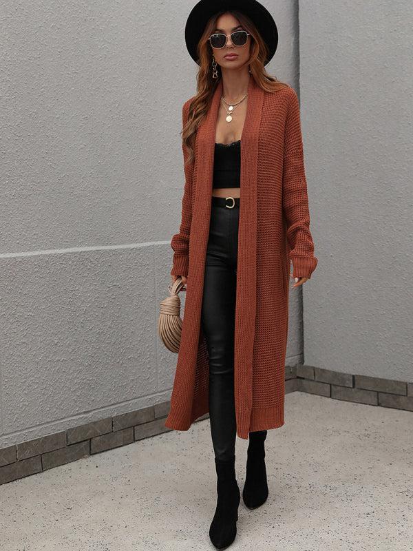 Street-Wave Long Open Front Knit Cardigan For Women Cozy Autumn Layering Oversized Fit Pair With Jeans Or Dresses