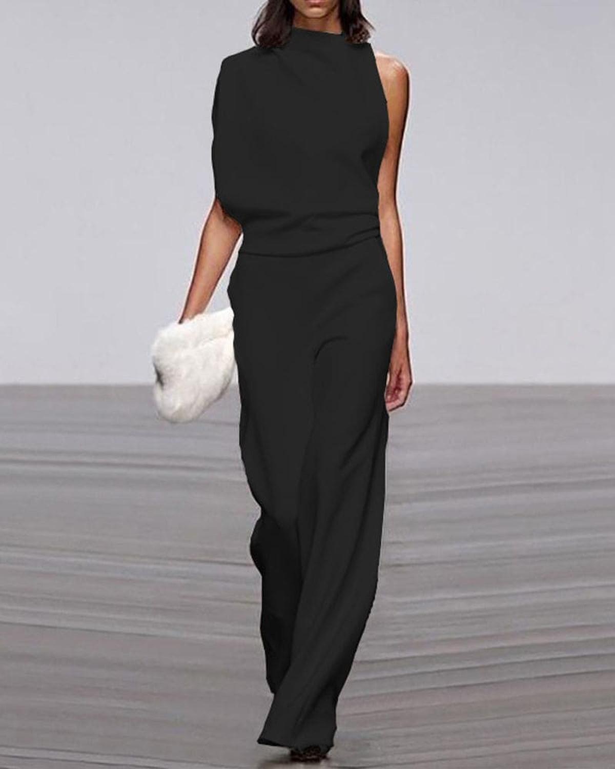 Street Wave Bella Women Chic High Neck Shoulder Jumpsuit Formal Events
