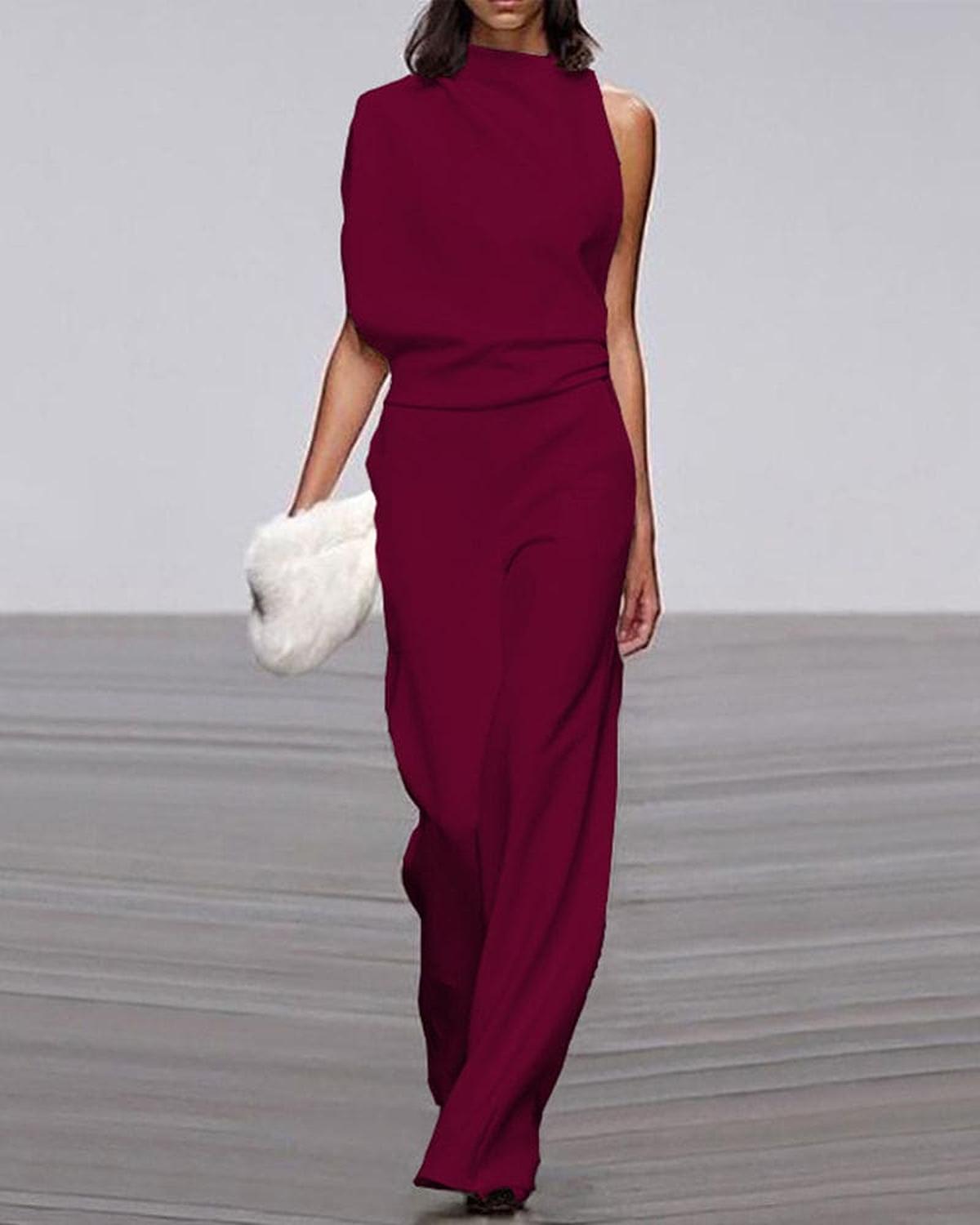 Street Wave Bella Women Chic High Neck Shoulder Jumpsuit Formal Events