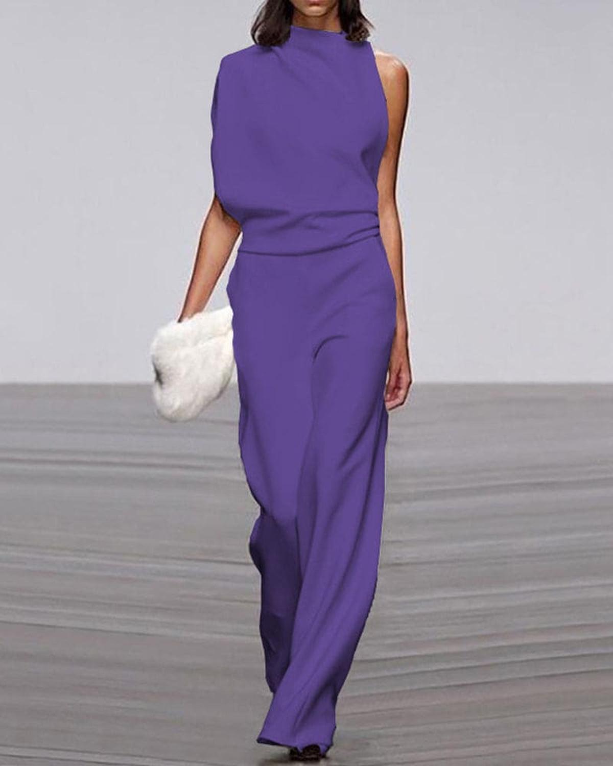 Street Wave Bella Women Chic High Neck Shoulder Jumpsuit Formal Events