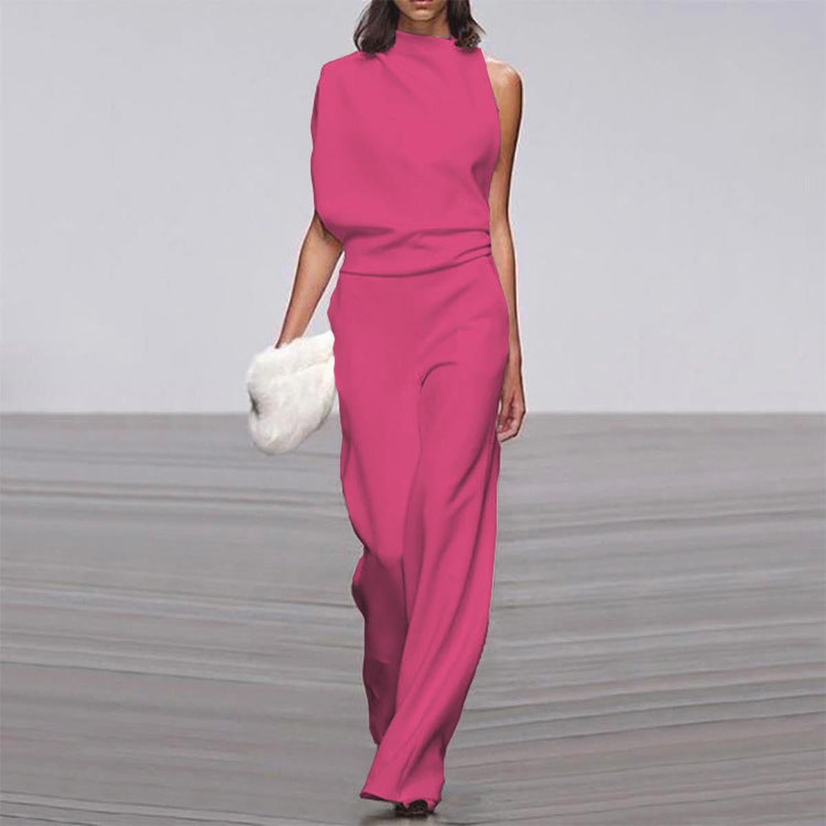 Street Wave Bella Women Chic High Neck Shoulder Jumpsuit Formal Events