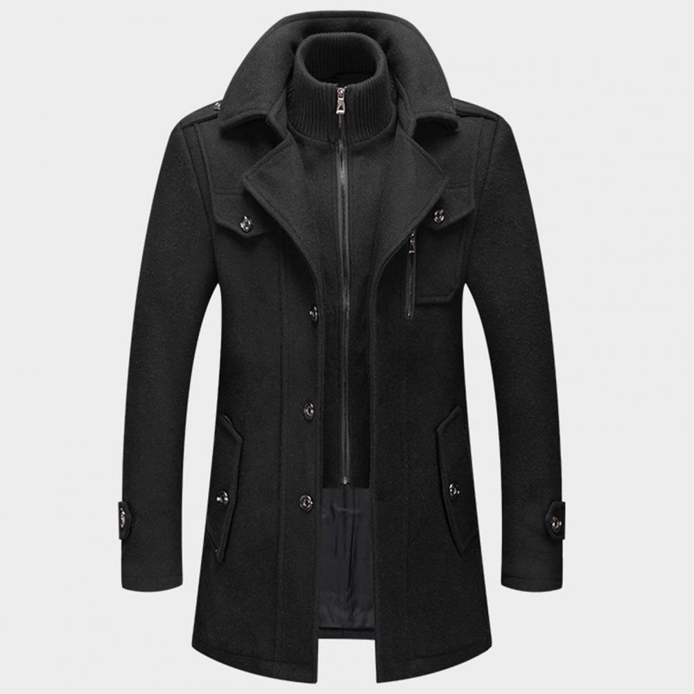 Wool Blend Stand Collar Mens Coat With Weather Ready Layering And Practical Pockets By Street-Wave