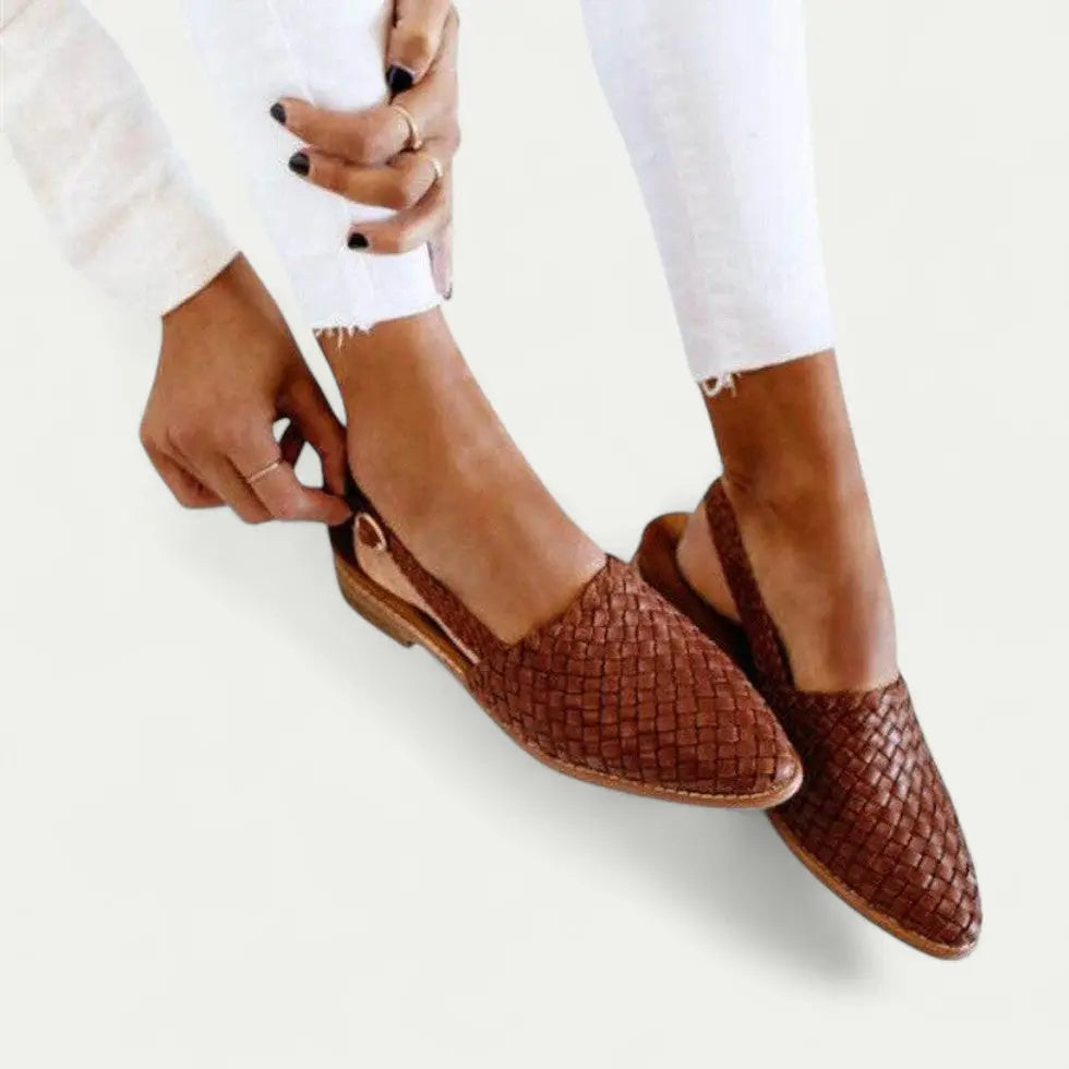 Street-Wave Woven Slingback Flats For Women All Day Comfort