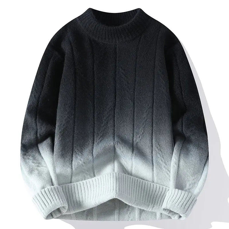 Street-wave Men's Gradient Knit Pullover With Soft Comfort For Urban Style And Versatility