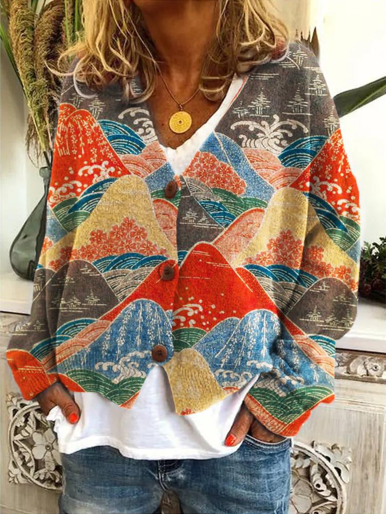 Streetwave Womens Pilling Resistant Printed Cardigan With Unique Multicolor Design For Cozy Everyday Warmth
