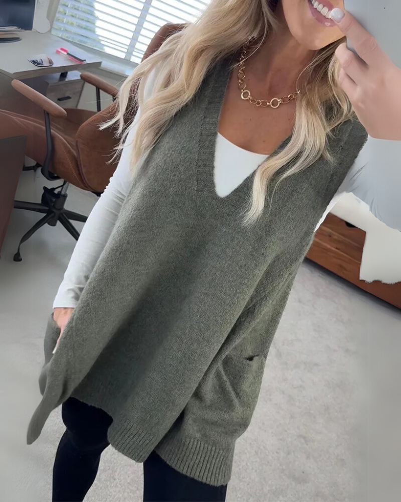 Street Wave Cozy Knit Vest For Women With A Line Silhouette And Warm Layering Casual Everyday Wear