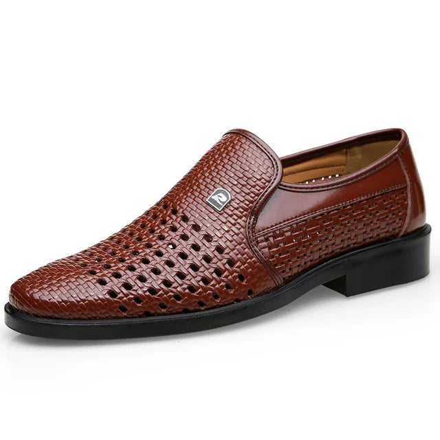 Street Wave Mens Leather Summer Loafers Breathable Comfort SlipOn Shoes for Casual and Formal Wear
