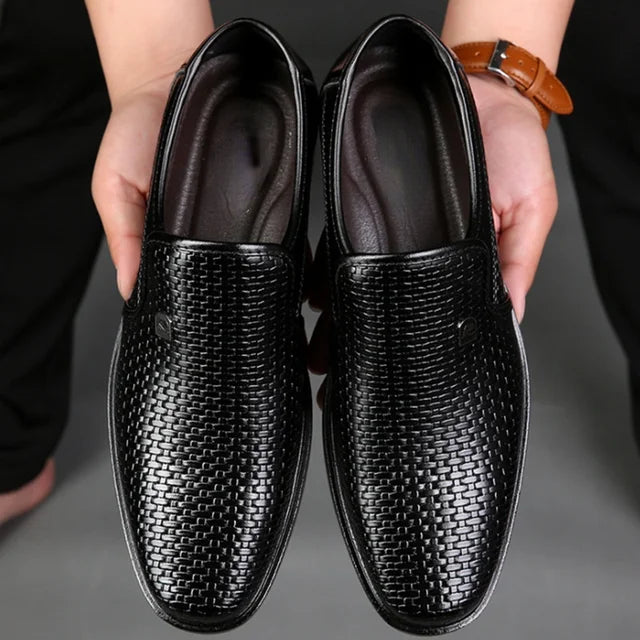 Street Wave Mens Leather Summer Loafers Breathable Comfort SlipOn Shoes for Casual and Formal Wear