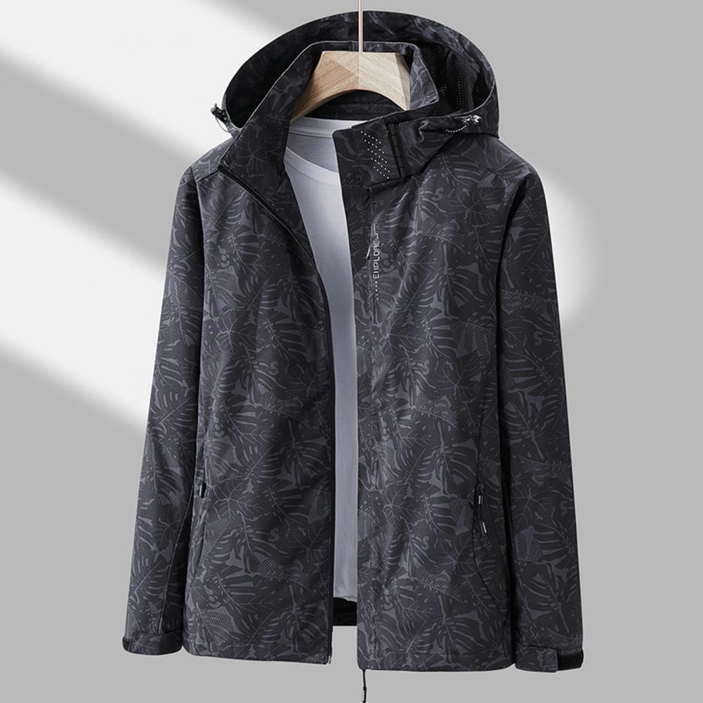 Street-wave Women's Waterproof Windbreaker Jacket With Hood Floral Pattern Lightweight Outdoor Coat