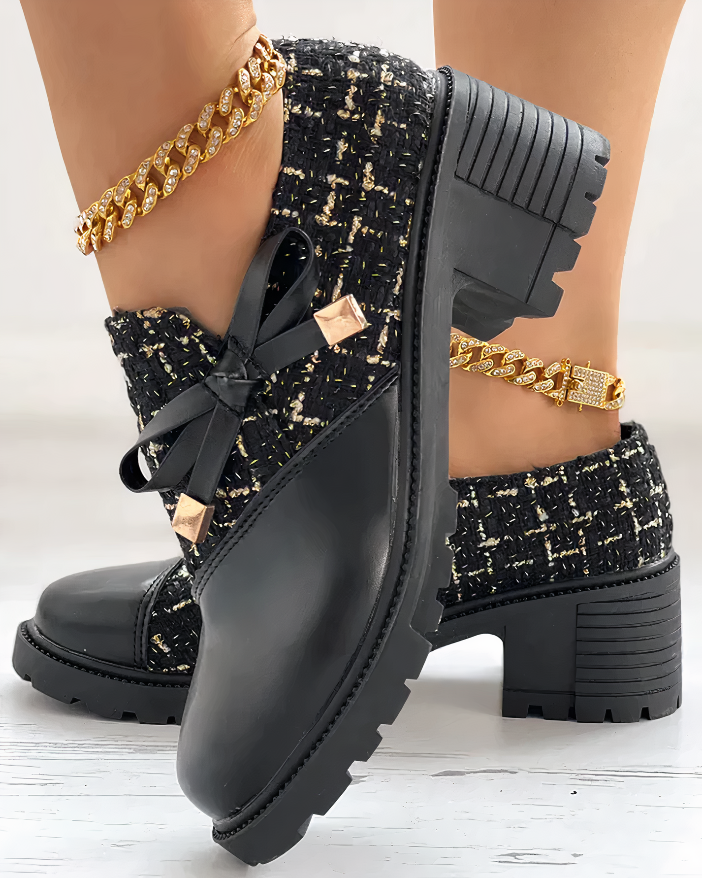 Street-Wave Elda Chunky Heels Closed Toe For Elegant Evenings And All-Day Comfort For Women