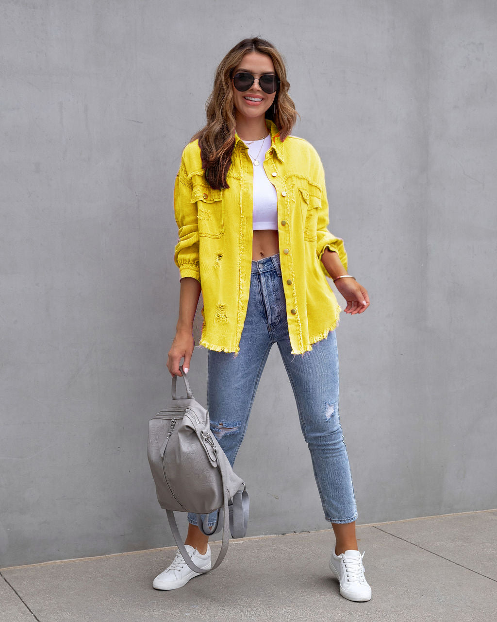 Street-wave Distressed Denim Jacket With Frayed Hem Details For Trendsetting Streetwear Lovers Versatile Casual Layer