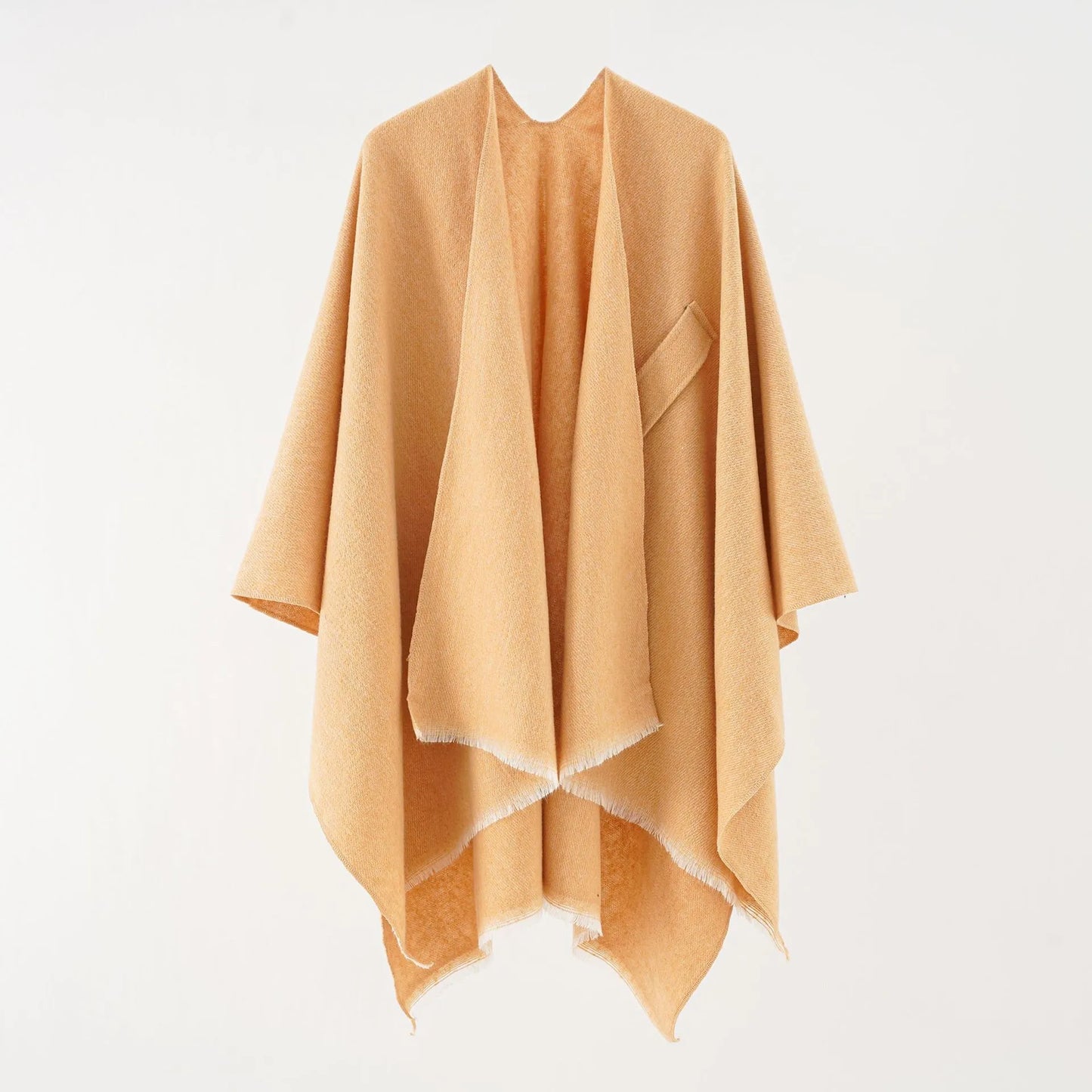 Street-wave Cashmere Poncho With Band Detail Retro Chic Winter Wrap For Style Conscious Adults