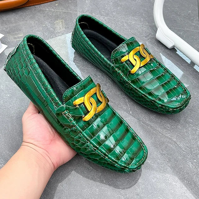 Streetwave Mens Summer Slippers 2024 Premium Crocodile Embossed PU Leather Comfort Slip On Loafers
