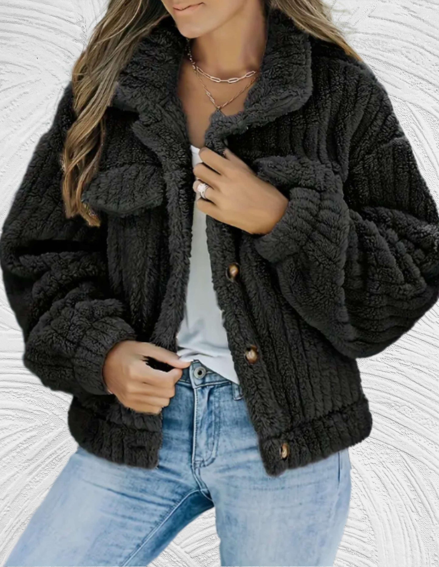 Street-Wave Women's Sherpa Wool Jacket Cozy Warmth Chic Everyday Winter Outerwear