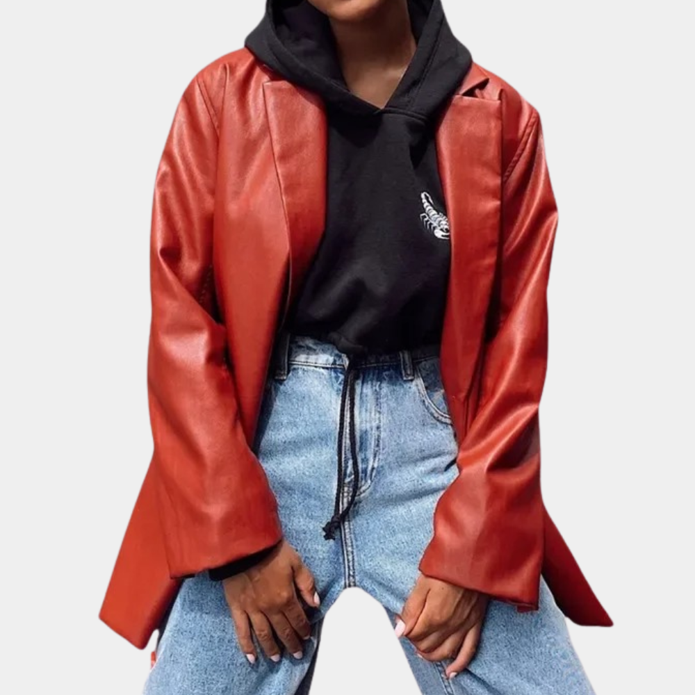 Street-wave Timeless Leather Jacket For Women - Elegant Office-Ready Outerwear For Autumn And Everyday Style