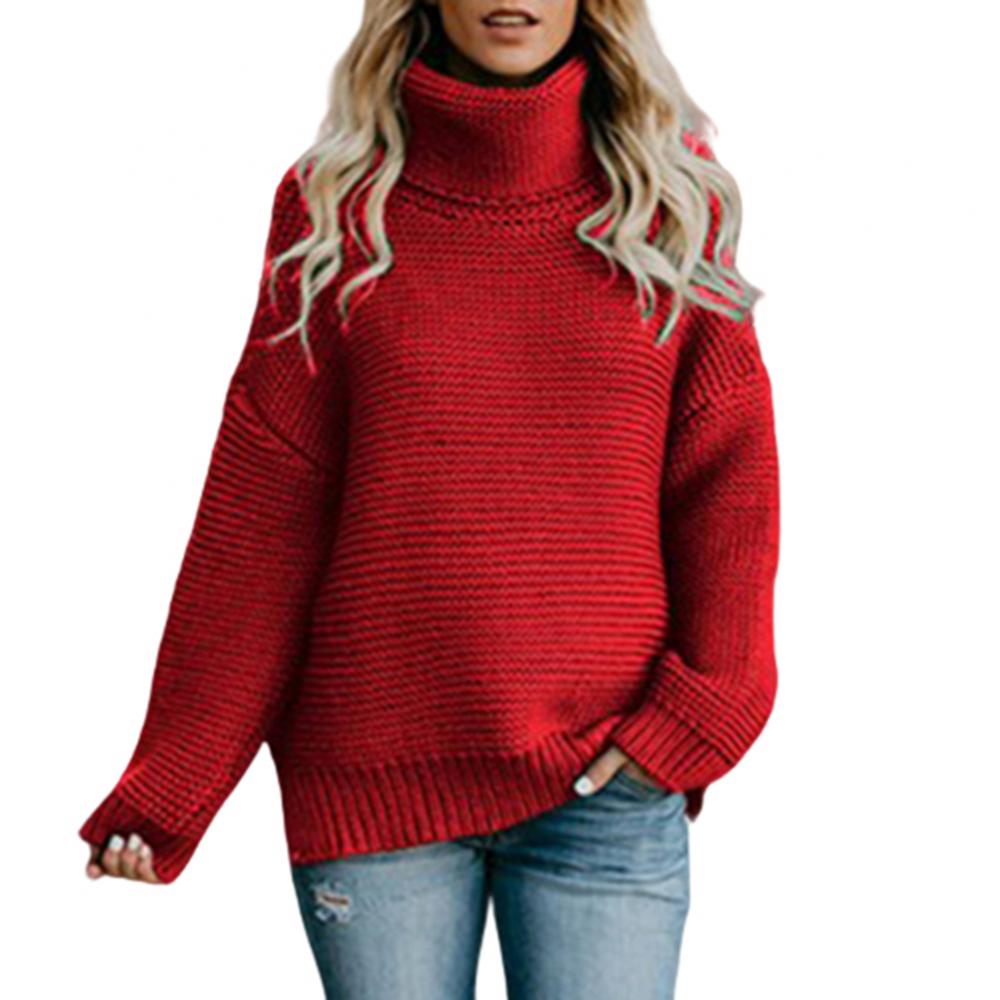Street-wave Green Cozy Turtleneck Sweater for Women, Thick Knit, Loose Fit Warmth