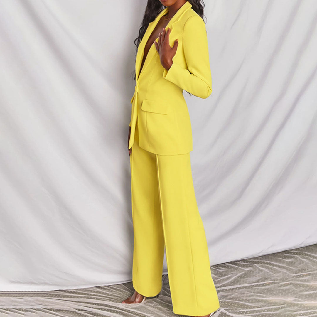 Street Wave Women Blazer And Trousers Set Elegant Business Suit For Meetings And Events