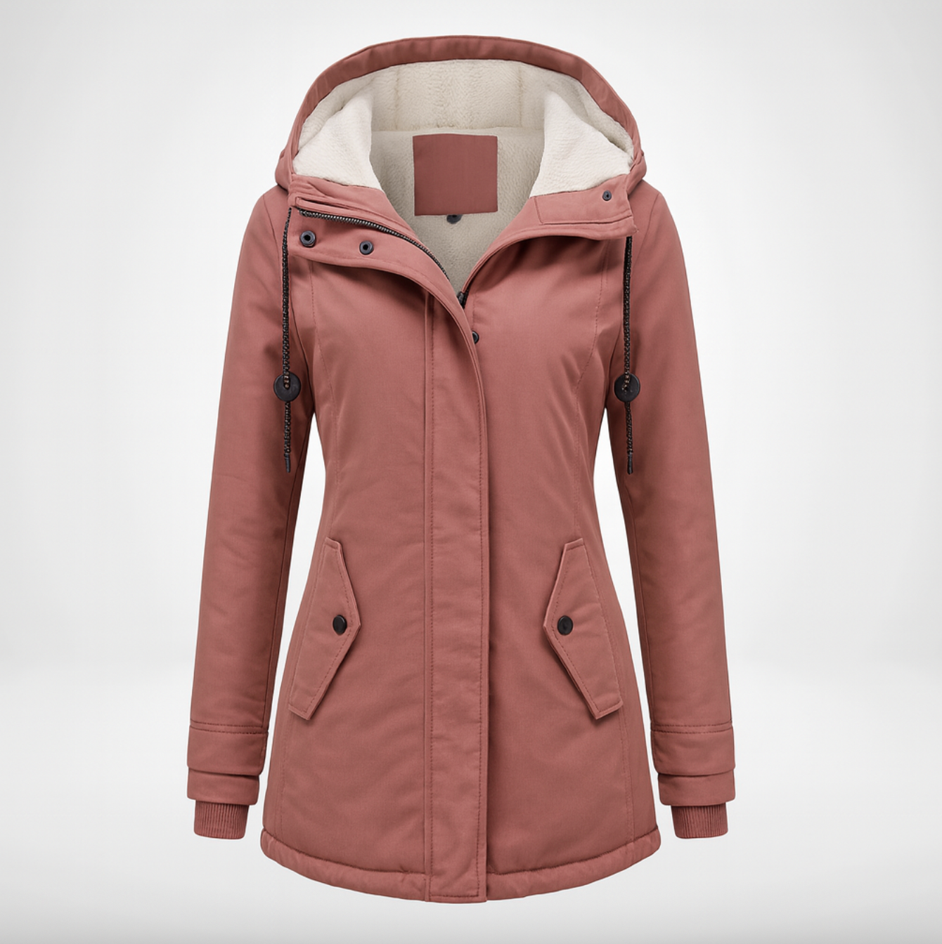Street-Wave Womens Winter Rain Jacket With Cozy Fleece Lining Hooded Long Fit With Weatherproof Shell And Warmth