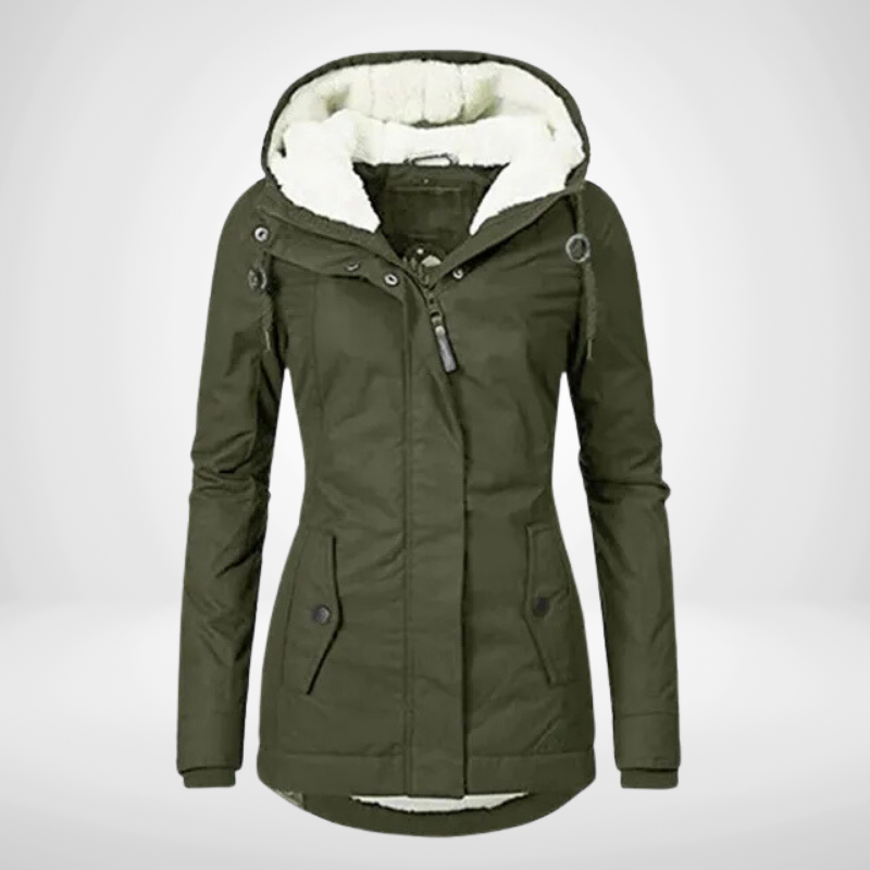 Street-Wave Womens Winter Rain Jacket With Cozy Fleece Lining Hooded Long Fit With Weatherproof Shell And Warmth