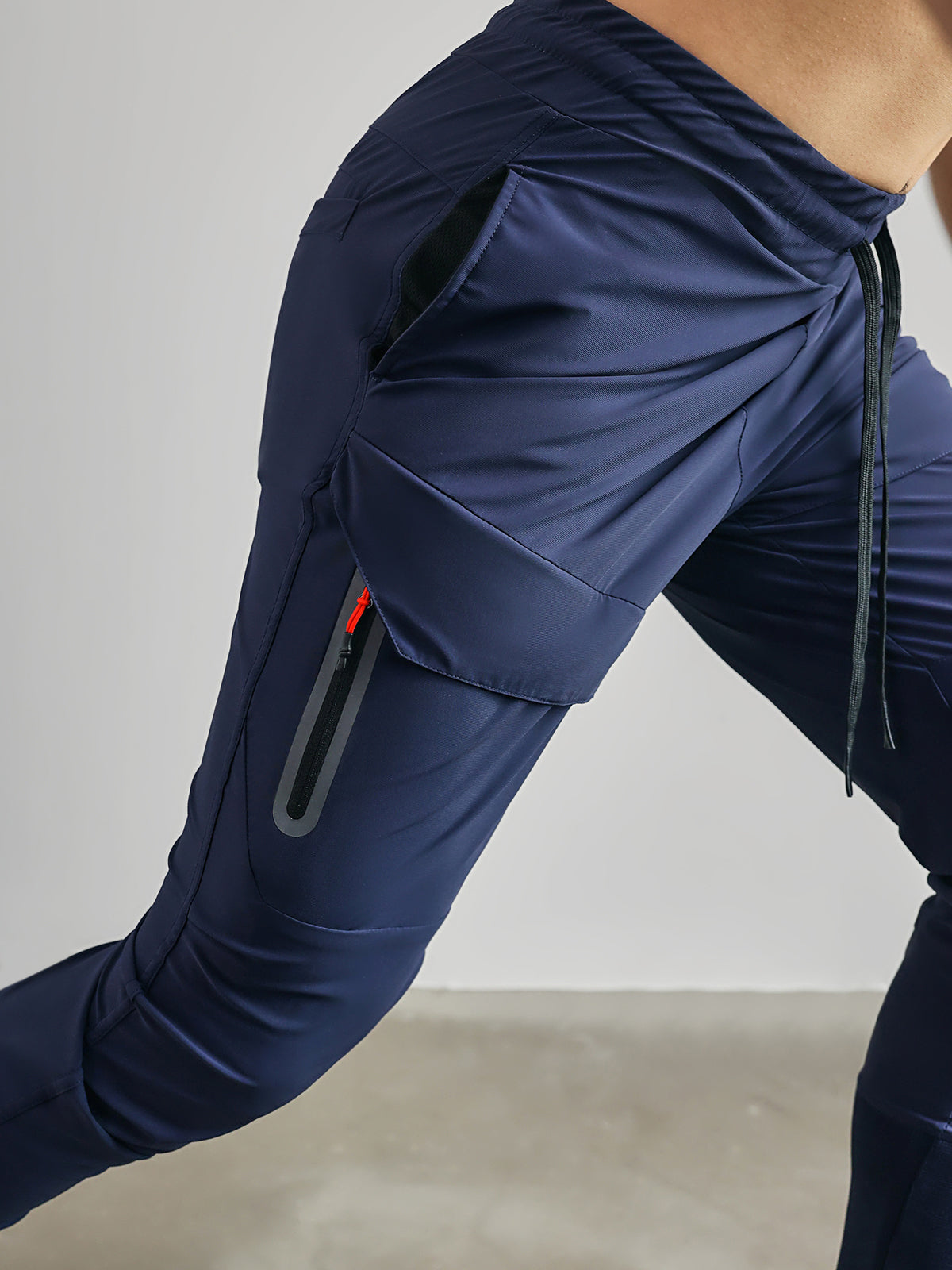 Street Wave Men's Athletic Cargo Joggers 4 Way Stretch Nylon Breathable Performance Fit Zip Pockets For Active Men