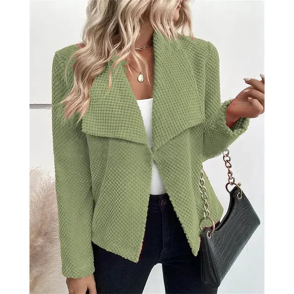 Streetwave Green Textured Blazer Jacket For Women Elegant Comfortable Timeless Versatile Office To Evening Wear