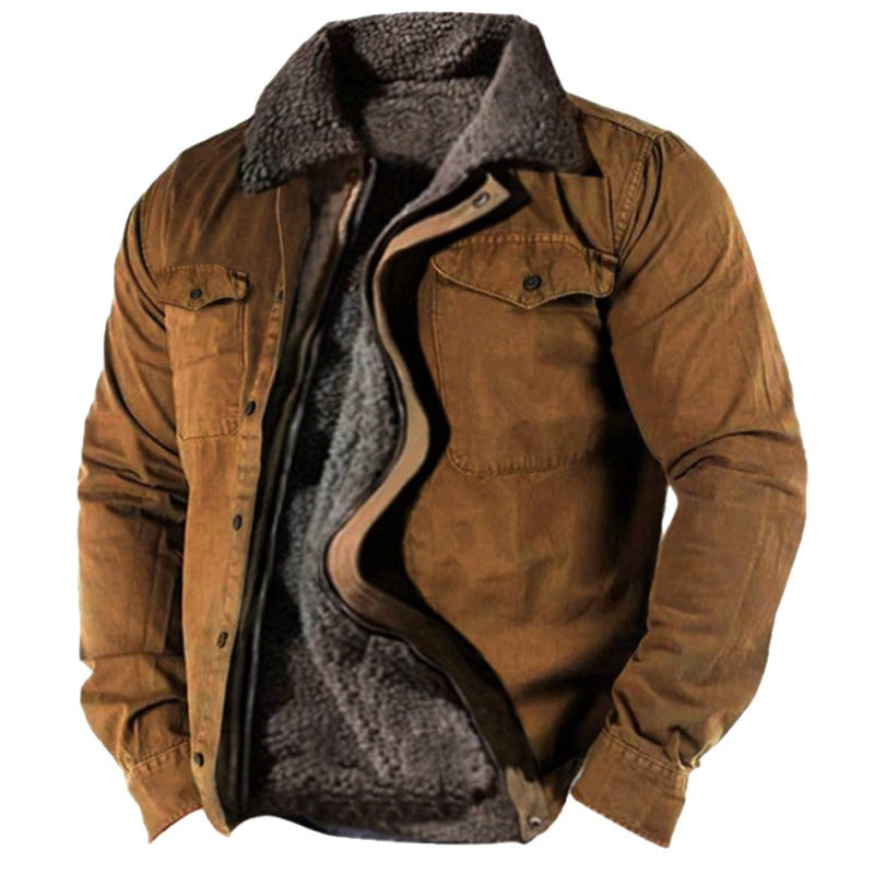 Street-wave Cozy Winter Coat For Men With Plush Lining And Warm Insulation For Cold Weather
