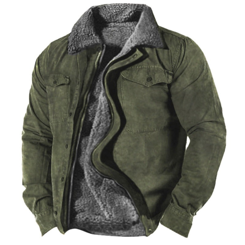 Street-wave Cozy Winter Coat For Men With Plush Lining And Warm Insulation For Cold Weather