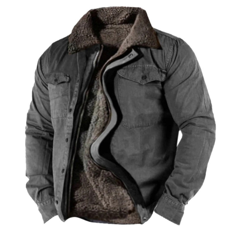 Street-wave Cozy Winter Coat For Men With Plush Lining And Warm Insulation For Cold Weather